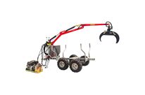 Remorque à bois forestière double essieu 1500 kg avec grue hydraulique 3,4 m et grappin - Moteur essence 6,5ch Torros AHR1500HWK