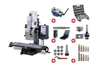 Perceuse-fraiseuse X 480 Y 175 mm Z 280 mm CM2/M10 0,75 kW 230V vitesses variables table longue avec accessoires Optimill MH20VL PACK