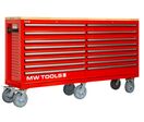 Servante d'atelier double 16 tiroirs type MEGA 2150 mm de large avec 6 grandes roues ø200 mm MW Tools GWB616