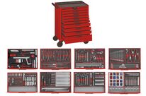 Servante d&#039;atelier complète rouge 10 tiroirs set en mousse 399 outils Teng Tools TCEMM399N10