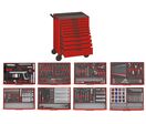Servante d&#039;atelier complète rouge 10 tiroirs set en mousse 399 outils Teng Tools TCEMM399N10