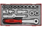 Jeu de douilles TT1 tray 1/2 10-24mm 18 pièces 12 pans Teng Tools TT1218