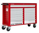Servante d&#039;atelier 15 tiroirs rouge et grise XXL 1415 mm robuste en acier soudé verrouillable roues ø125 mm MW Tools GW115