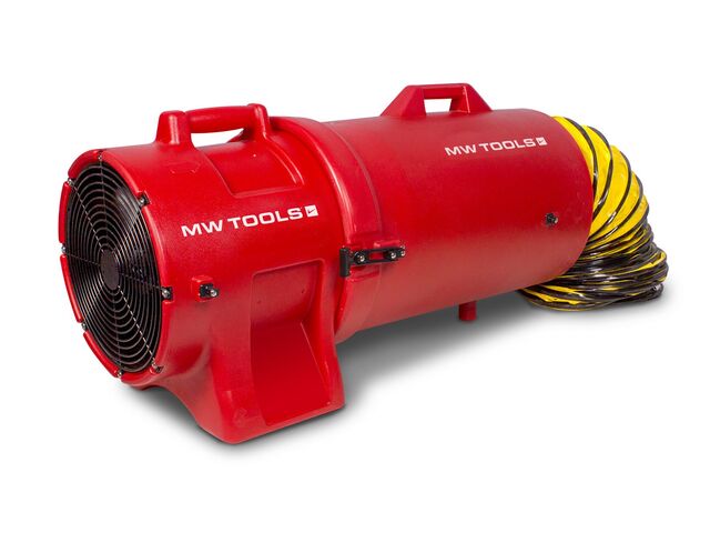 Ventilateur extracteur mobile avec tuyau d'extraction 10 m et porte-tuyau 200 mm - 168 W MW Tools MVH200PPSET