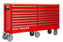 Servante d&#039;atelier double 16 tiroirs type MEGA 2065 mm de large avec 6 grandes roues ø200 mm MW Tools GWB516