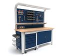 Établi d'atelier industriel 2000 mm PRACO W T51 - Plateau en hêtre massif - Éclairage LED - Tiroirs et armoire MW Tools PRAW2000T51