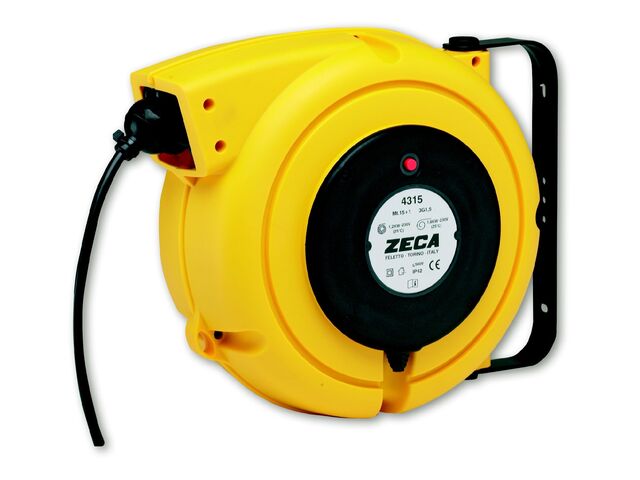 Enrouleur de câble 9 m 3G 1,5 mm² 230V Technopolymère avec enrouleur automatique et support mural pivotant Zeca 4315 RNF