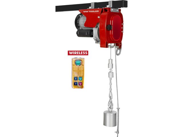 Palan électrique à câble 300kg 60m 1,5 kW 230 V télécommande SANS fil type infinity MW Tools SHI300-R