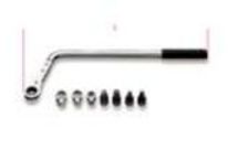 Kit clé à cliquet coudée réversible avec embouts : 1477K/7