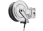 Enrouleur d'eau chaude 30 m Ø 3/8 200 bars Inox 304 avec enroulement automatique et support mural pivotant Raasm RA.8552.301