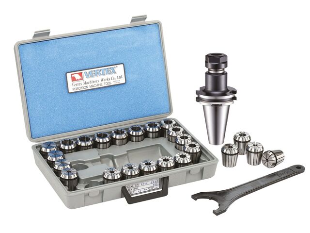 Jeux de mandrins à pinces din69871 SK30 avec pinces ER-25 2-16 mm 15 pièces Vertex V-752B