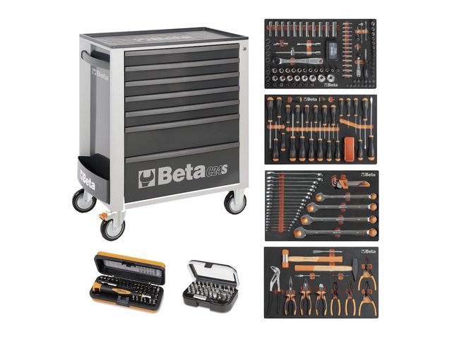 Servante mobile d’atelier 7 tiroirs BETA C24S/7 + compo 235 outils - Gris