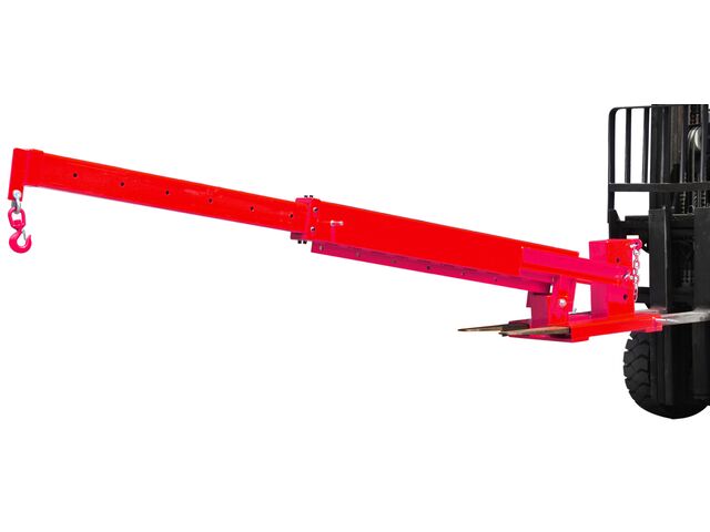 Bras de levage pour chariot élévateur - 3000 kg - portée jusqu'à 3,7 m - Inclinaison réglable 0-26° - Avec crochet de levage MW Tools JIB3000D