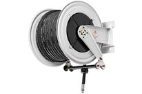 Enrouleur d&amp;#039;eau chaude 50 m Ø 3/8 200 bars acier peint avec enroulement automatique et support mural pivotant Raasm RA.8560.302