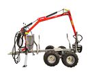 Remorque à bois forestière double essieu 1500 kg avec grue hydraulique 3,4 m et grappin - Moteur essence 6,5ch Torros AHR1500HWK