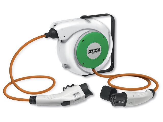 Enrouleur de câble pour véhicules électriques 5 m 3G2,5 + 1X0,5 Type d'entrée 2 / Type de sortie 2 Zeca EV2162