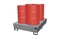 Bac de rétention avec caillebotis galvanisé (1200 x 1200 x 280 mm) - 4 fûts de 200L