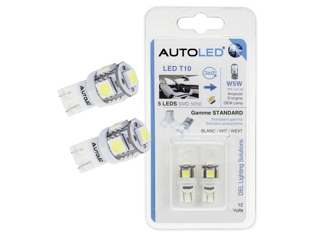 Ampoules LED T10 (W5W) - 5 Leds blanc | AUTOLED