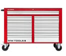 Servante d&#039;atelier 15 tiroirs rouge et grise XXL 1415 mm robuste en acier soudé verrouillable roues ø125 mm MW Tools GW115