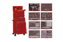 Servante d&#039;atelier complète rouge 19 tiroirs set en mousse 399 outils Teng Tools TCEMM399RED