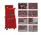 Servante d&#039;atelier complète rouge 19 tiroirs set en mousse 399 outils Teng Tools TCEMM399RED