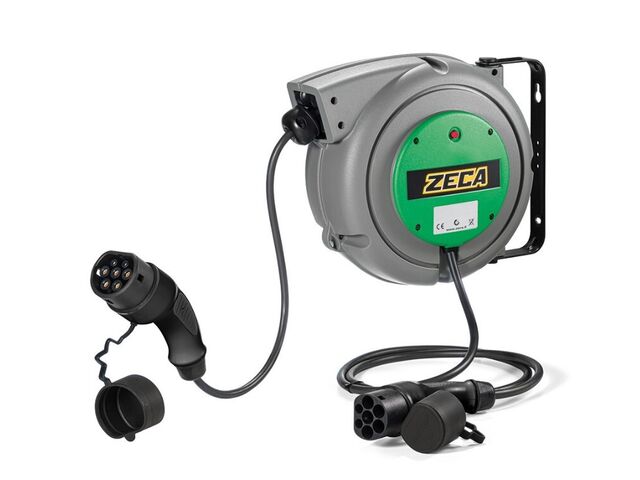 Enrouleur de câble pour véhicules électriques 5 m 3G2,5 mm² + 1X0,5 mm² Type d'entrée 1 / Type de sortie 2 Zeca EV3161