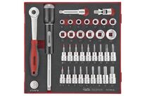 Jeu d&#039;embouts douilles HEX Foam2 tray 3/8&#039;&#039; 8- 22mm 36 pièces Teng Tools TED3836