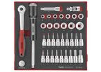 Jeu d'embouts douilles HEX Foam2 tray 3/8'' 8- 22mm 36 pièces Teng Tools TED3836