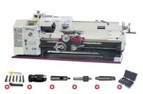 Tour à métaux d&#039;établi hauteur des pointes 125 mm entre-pointes 550 mm alésage 21 mm 1,1 kW 230V avec accessoires Optiturn TU2406V PACK 230V