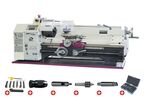 Tour à métaux d'établi hauteur des pointes 125 mm entre-pointes 550 mm alésage 21 mm 1,1 kW 230V avec accessoires Optiturn TU2406V PACK 230V
