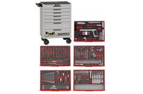 Servante d&amp;#039;atelier complète grise 7 tiroirs set en mousse 240 outils Teng Tools TCEMM240NS
