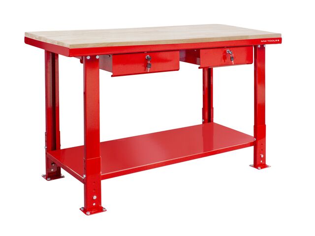 Établi 150 cm avec pieds réglables plateau MDF 2 tiroirs MW Tools DER1500PW