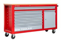 Servante d&amp;#039;atelier 7 tiroirs + 1 armoire rouge et grise XXL 1640 mm avec plan de travail stratifié MW Tools GW307K