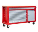Servante d&#039;atelier 7 tiroirs + 1 armoire rouge et grise XXL 1640 mm avec plan de travail stratifié MW Tools GW307K