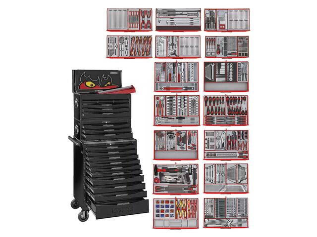Servante d&#039;atelier black édition 1011 pièces Mega Master set Teng Tools TCMM1011NBK
