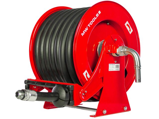 Enrouleur Diesel 15 m Ø 1 20 bars Acier peint avec enroulement automatique et support mural fixe MW Tools SHD1015