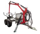 Remorque à bois forestière double essieu 1500 kg avec grue hydraulique 3,4 m et grappin - Moteur essence 6,5ch Torros AHR1500HWK