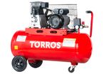 Compresseur mobile à entraînement par courroie à huile cuve 100 L 2,2 kW / 3 Ch 10 bars 400 l/min 230V Torros TC1004010M