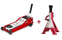 Pack cric 2,5T extra bas avec double pompe + paire de chandelles 3T MW Tools CAT25DL SET3