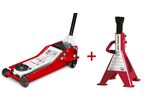 Pack cric 2,5T extra bas avec double pompe + paire de chandelles 3T MW Tools CAT25DL SET3