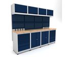 Établi d'atelier industriel 2480 mm PRACO M T16 - Plateau en hêtre massif - Éclairage LED - Tiroirs et armoire MW Tools PRAM2480T16