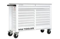 Servante d&#039;atelier 15 tiroirs blanche XXL 1415 mm robuste en acier soudé verrouillable roues ø125 mm MW Tools GW115W