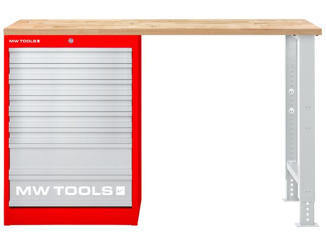 Établi modulaire Rubberwood avec armoire à tiroir 8T 1500 mm MW Tools MOD15LP8R