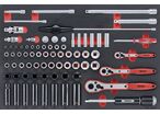 Jeu de douilles et accesoires Foam4x4 tray 1/4- 3/8 4- 24mm en 1/2 77 pièces Teng Tools TTESK77