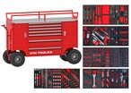 Servante d'atelier robuste avec support pneus - 7 tiroirs - Grandes roues avec freins à disque - Set de 514 outils MW Tools MWE512M3