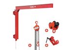 Potence murale 500 kg avec palan manuel à chaîne 2,5 m et chariot roulant + pince à poutre MW Tools PHM500SET1