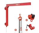 Potence murale 500 kg avec palan manuel à chaîne 2,5 m et chariot roulant + pince à poutre MW Tools PHM500SET1