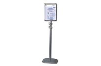 Poteau 2 faces Distributeur Flacons Gel + Cadre A3 Gris 158cm