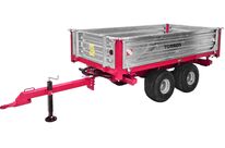 Remorque double essieu 2500 kg pour Micro-Tracteur - Benne basculante hydraulique 3 côtés - 2400 x 1350 x 400 mm - Attelage anneau ø50 mm Torros AHRT2507H