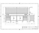 Établi d'atelier industriel 3100 mm PRACO W T75 - Plateau en hêtre massif - Éclairage LED - Tiroirs et armoire MW Tools PRAW3100T75